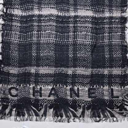 Chanel Silk Weave Print Scarf Black 4 of 6