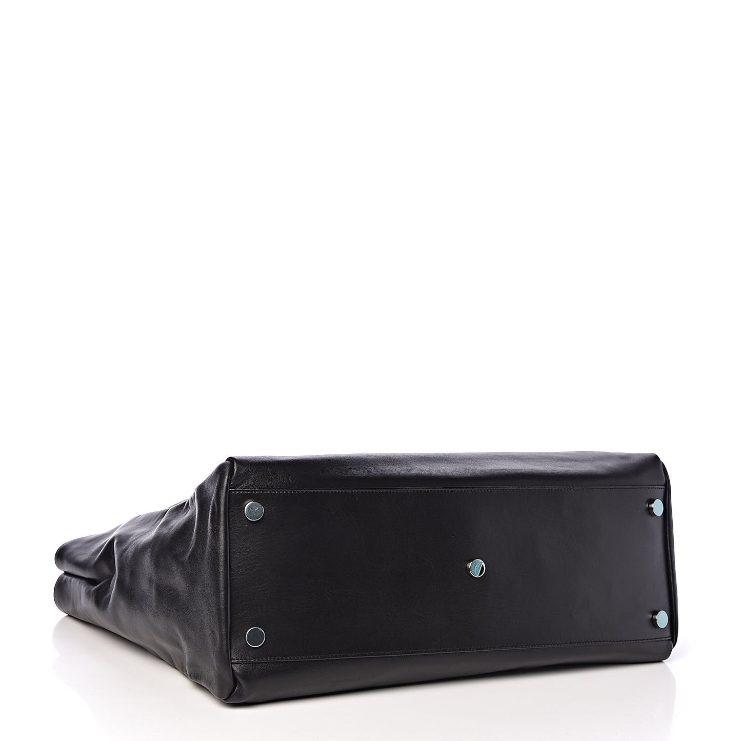 Calfskin Suede Studded Reversible East West Shopping Tote Black