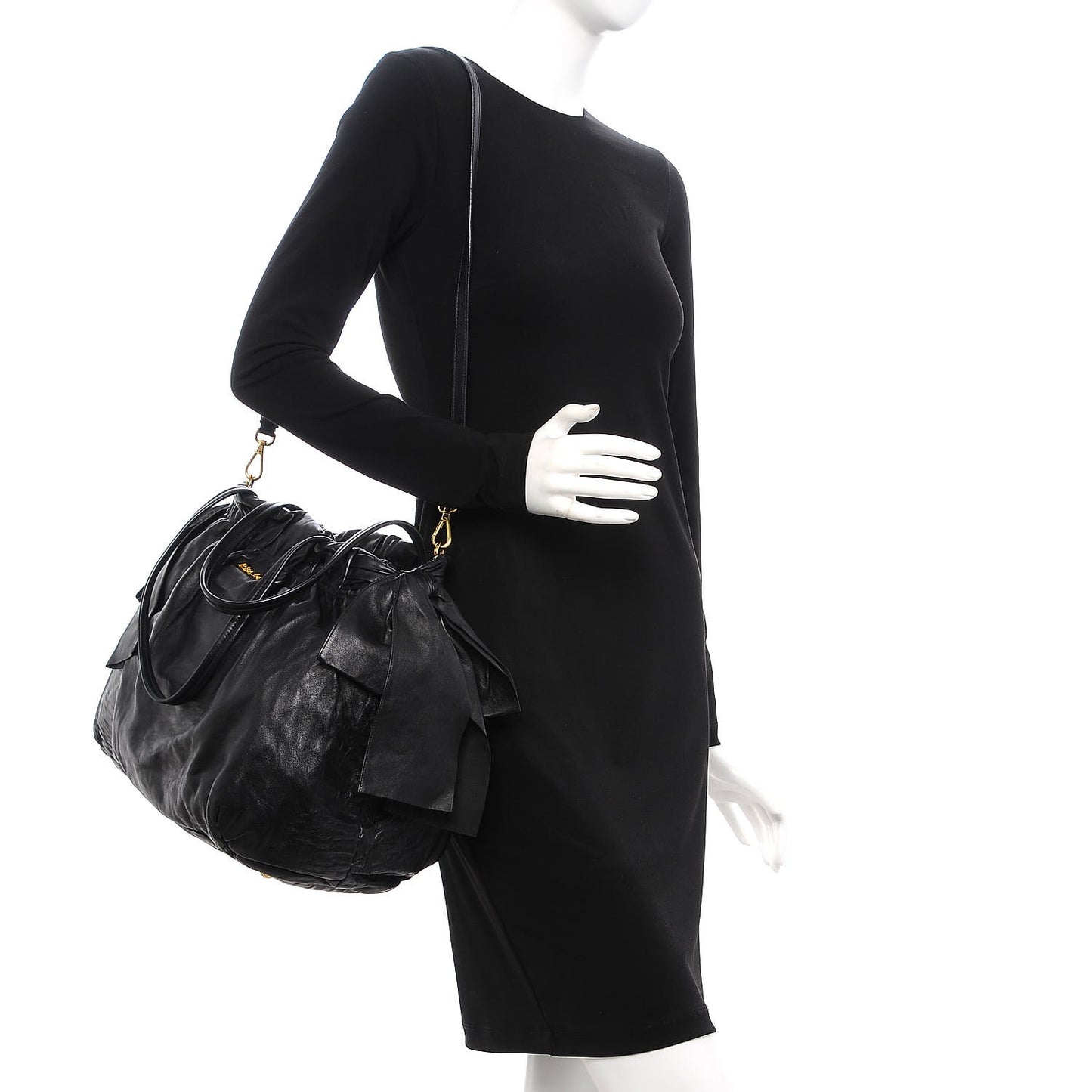 Nappa Antique Bow Tote Nero Black