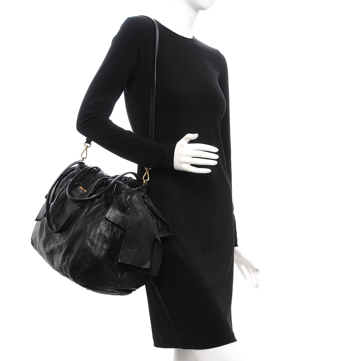 Prada Nappa Antique Bow Tote Nero Black 2 of 8