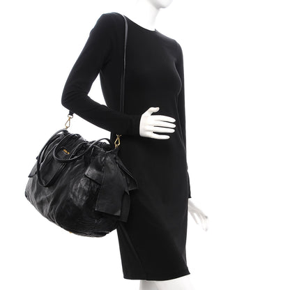 Prada Nappa Antique Bow Tote Nero Black 2 of 8