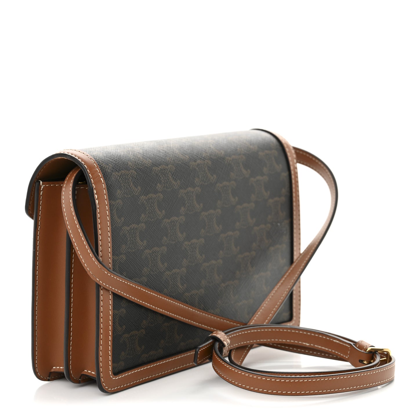 Triomphe Canvas Calfskin Enveloppe Bag Tan