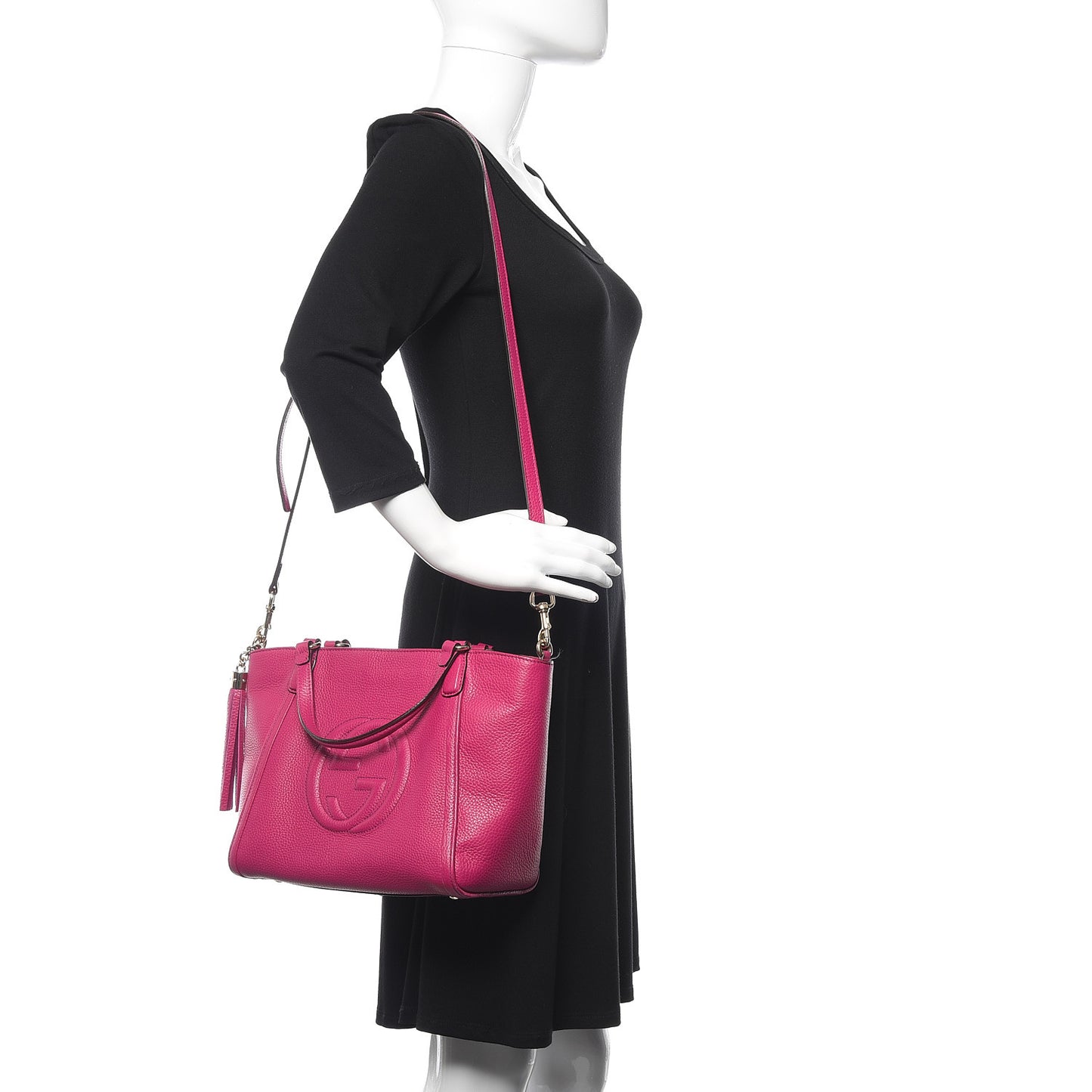Pebbled Calfskin Small Soho Top Handle Bag Bright Bougainvillea