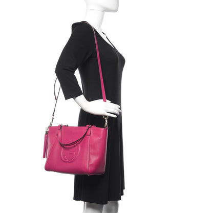 Gucci Pebbled Calfskin Small Soho Top Handle Bag Bright Bougainvillea 2 of 11