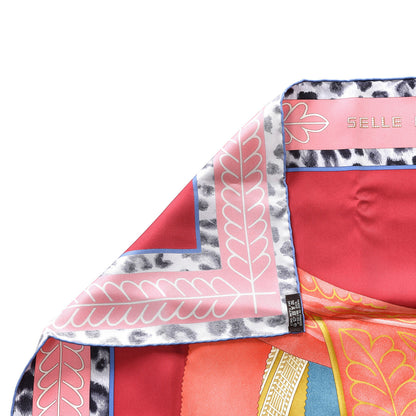 Hermes Silk Selle d'Officier En Grande Tenue Scarf 90 Framboise Corail Mordore 3 of 4