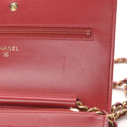 Chanel Lambskin Quilted Boy Wallet On Chain WOC Red 13 of 14