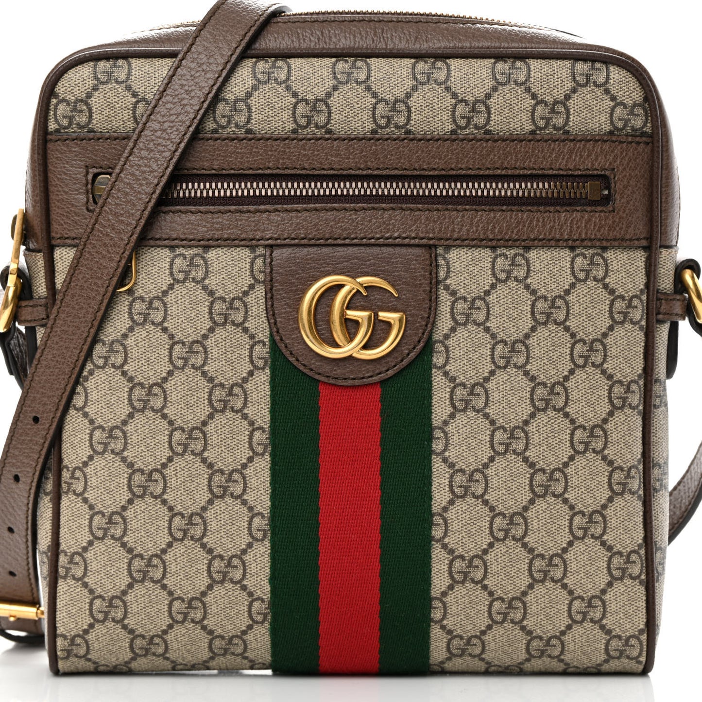 GG Supreme Monogram Web Small Ophidia Messenger Bag Brown