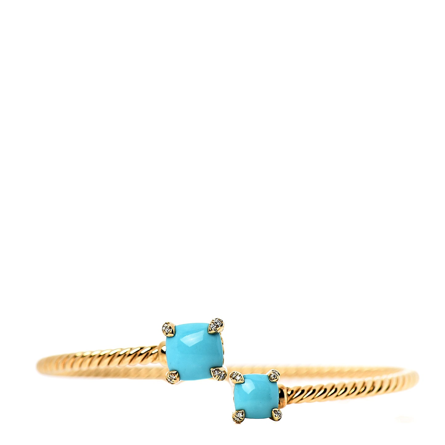 18K Yellow Gold Turquoise Diamond Chatelaine Bypass Bracelet