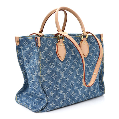 Louis Vuitton Monogram Denim Onthego MM Blue 3 of 10