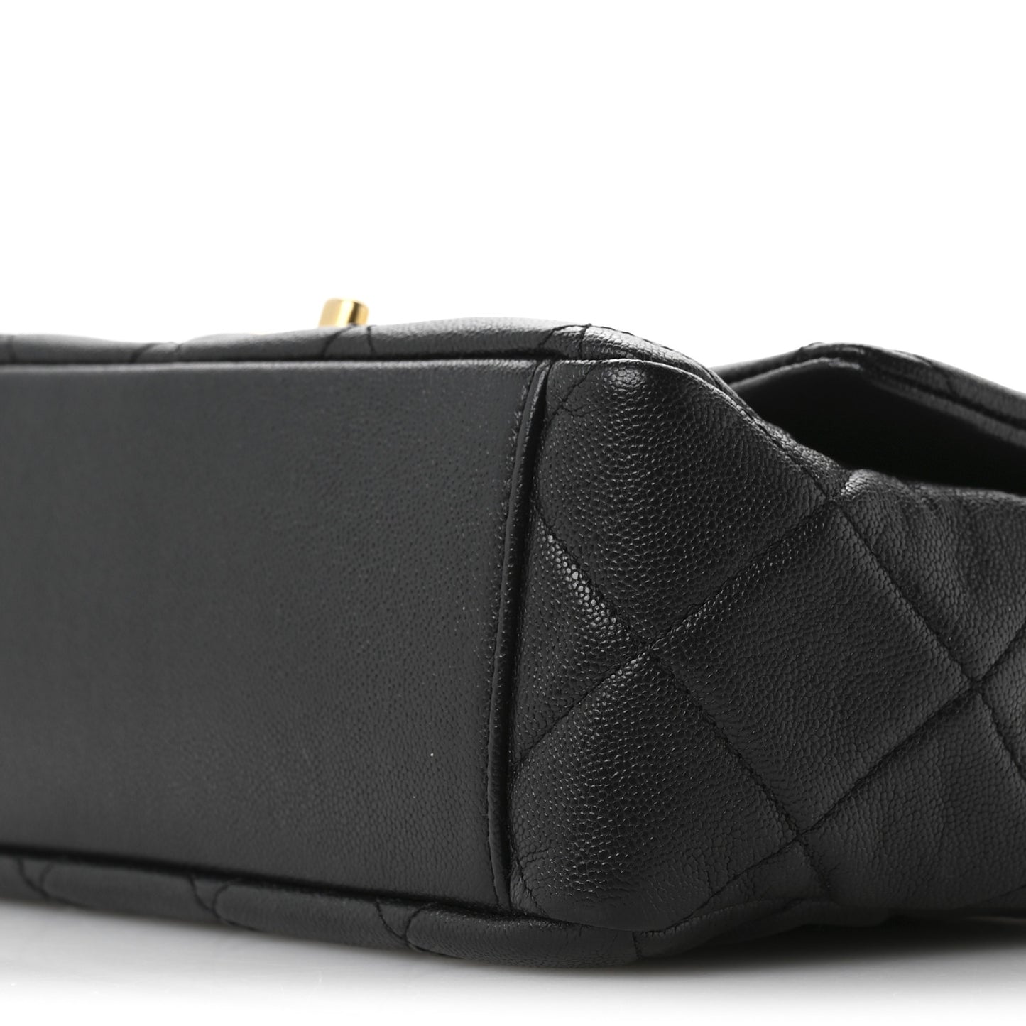 Caviar Quilted Small Top Handle Flap Black