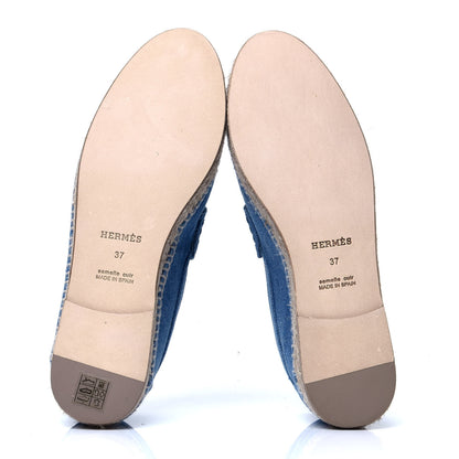 Hermes Denim Canvas Womens Trip Espadrilles 37 Bleu Clair 5 of 6