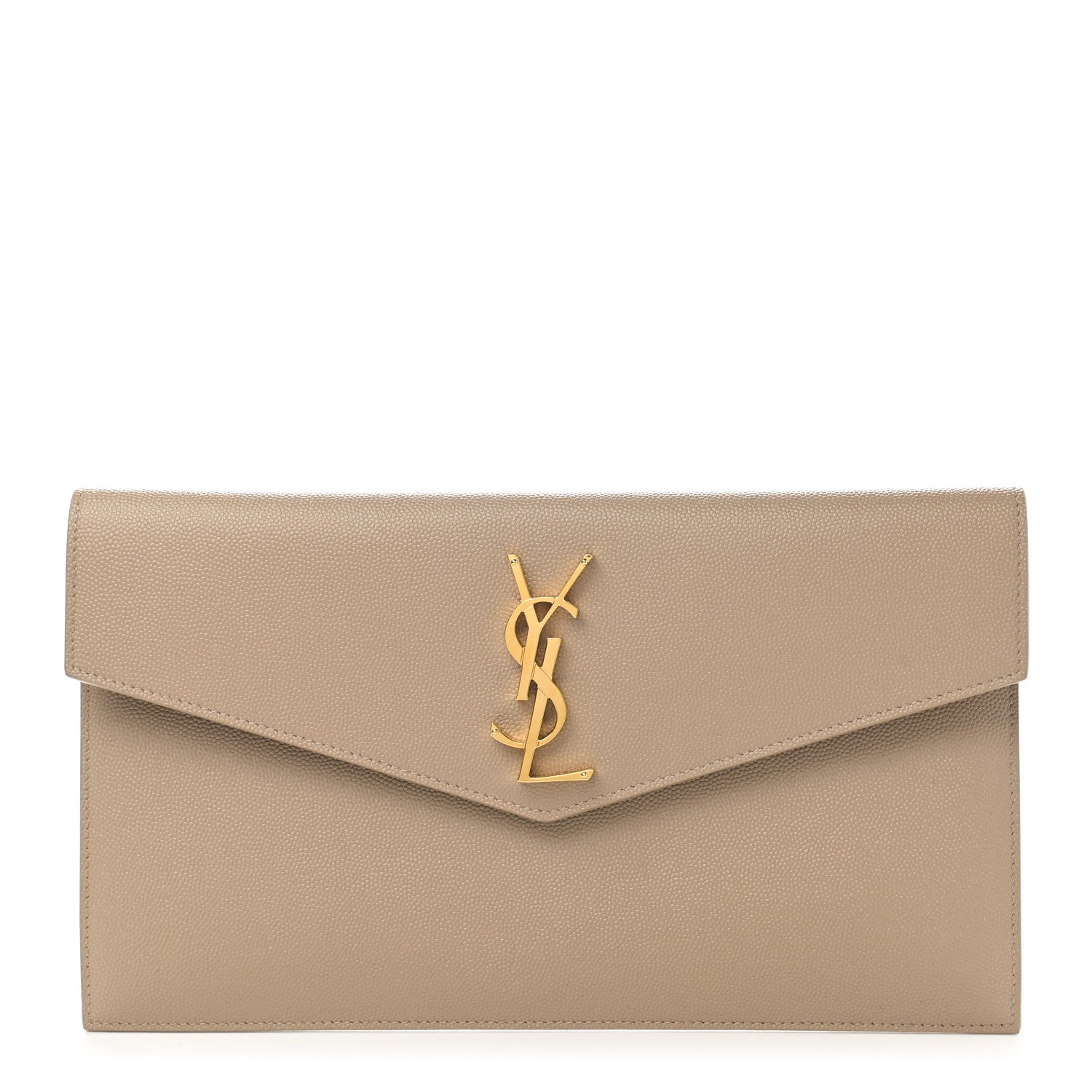 Saint Laurent Grain De Poudre Uptown Pouch Dark Beige 1 of 8