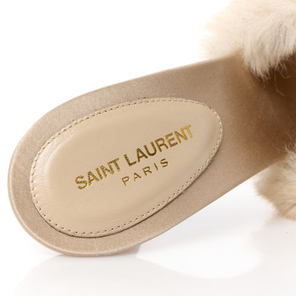 Saint Laurent Faux Fur La 16 Mule Sandals 36.5 Light Beige 7 of 9