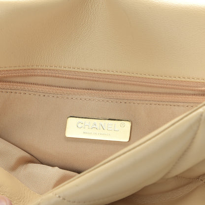 Chanel Goatskin Quilted Large 19 Flap Beige 8 of 10