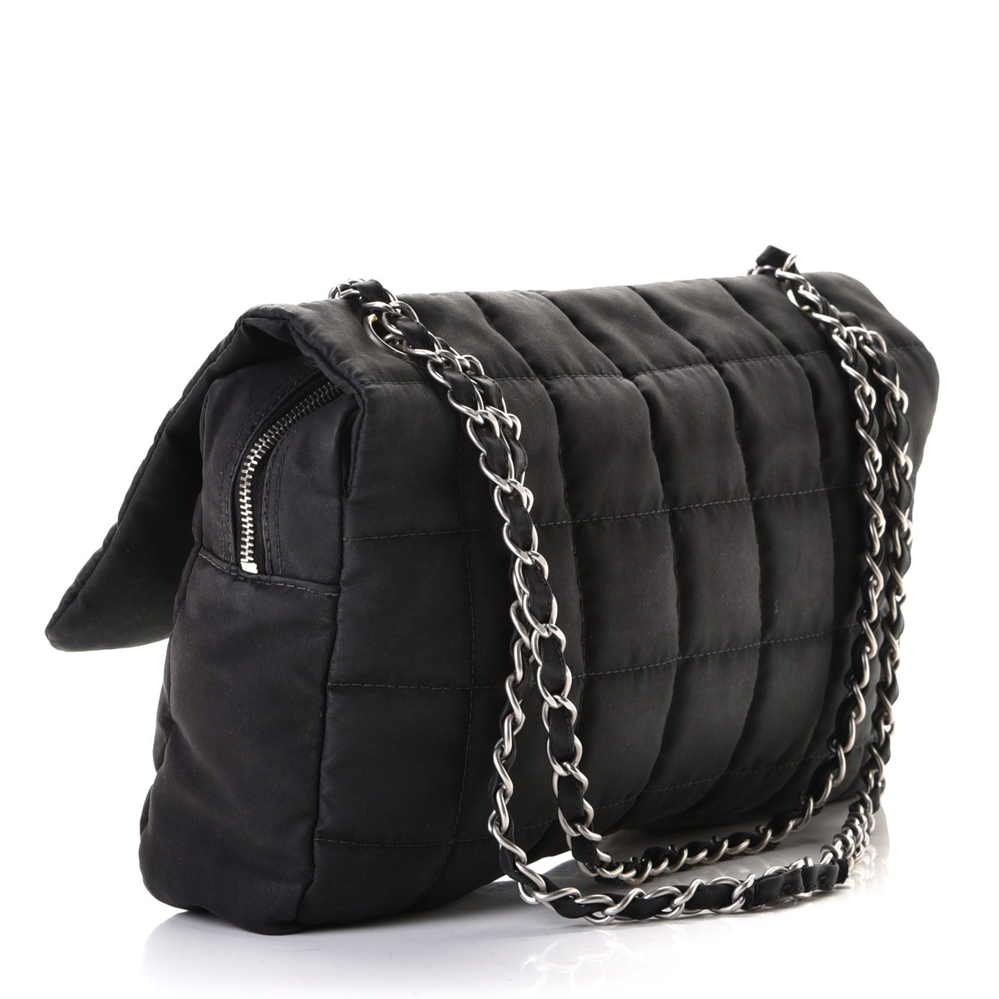 Nylon Square Quilted Flap Black