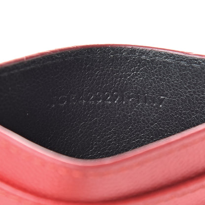 Saint Laurent Grain De Poudre Matelasse Chevron Monogram Credit Card Case New Red 7 of 12