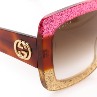 Gucci Square Frame GG0083S Sunglasses Glitter Pink Multi 7 of 8