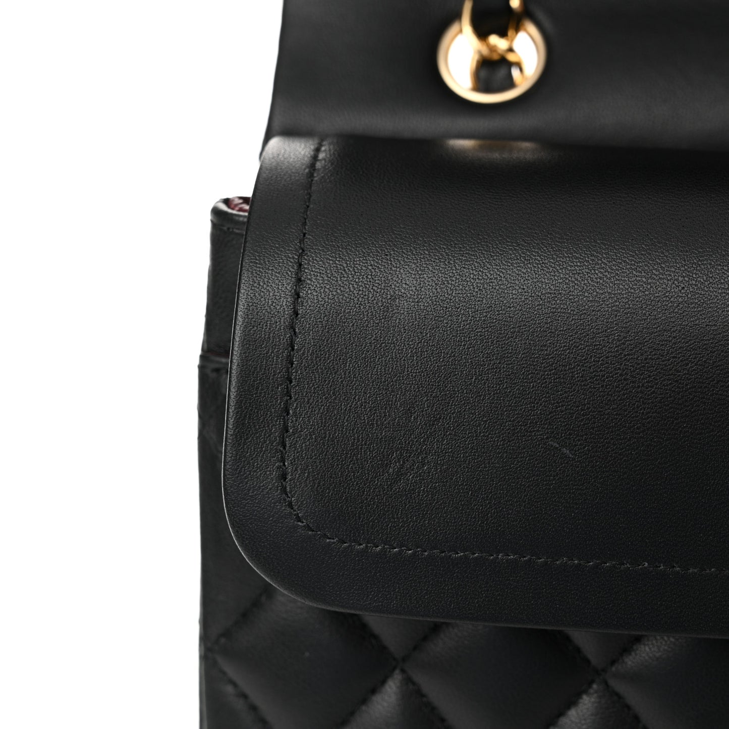 Lambskin Quilted Medium Double Flap Black
