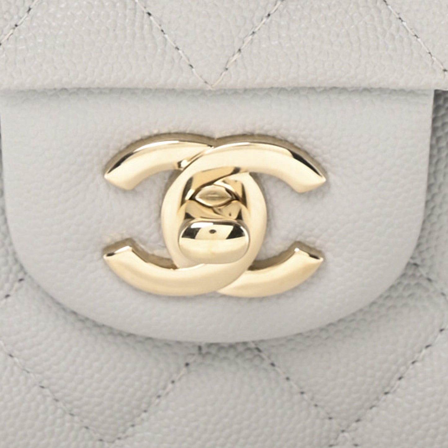 Caviar Quilted Small Double Flap Grey
