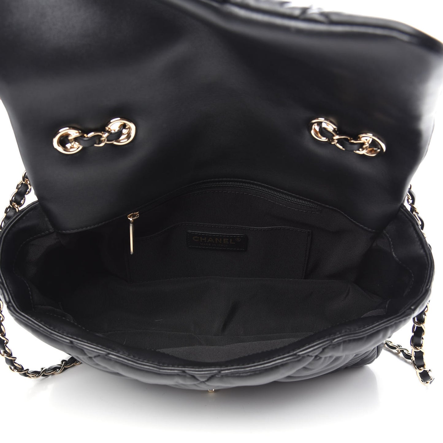 Calfskin Quilted Large Bubbly Flap Black