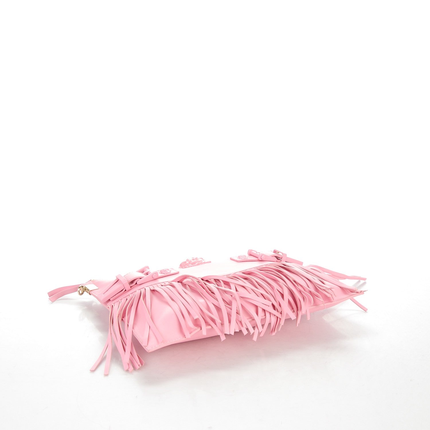 Versace Calfskin Medium Palazzo Fringe Crossbody Bag Pink 4 of 6