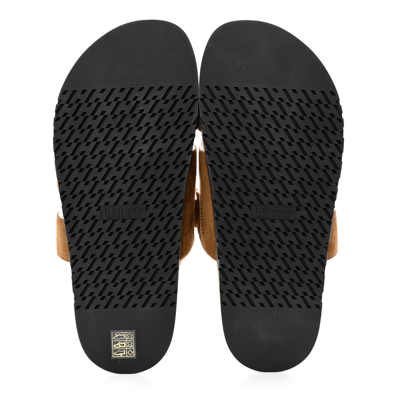 Hermes Suede Goatskin Woolskin Mens Chypre Sandals 41 Brun Fume Ecru 5 of 8