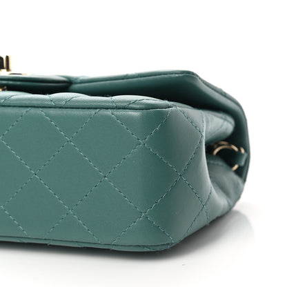 Chanel Lambskin Quilted Mini Rectangular Flap Dark Green 10 of 10