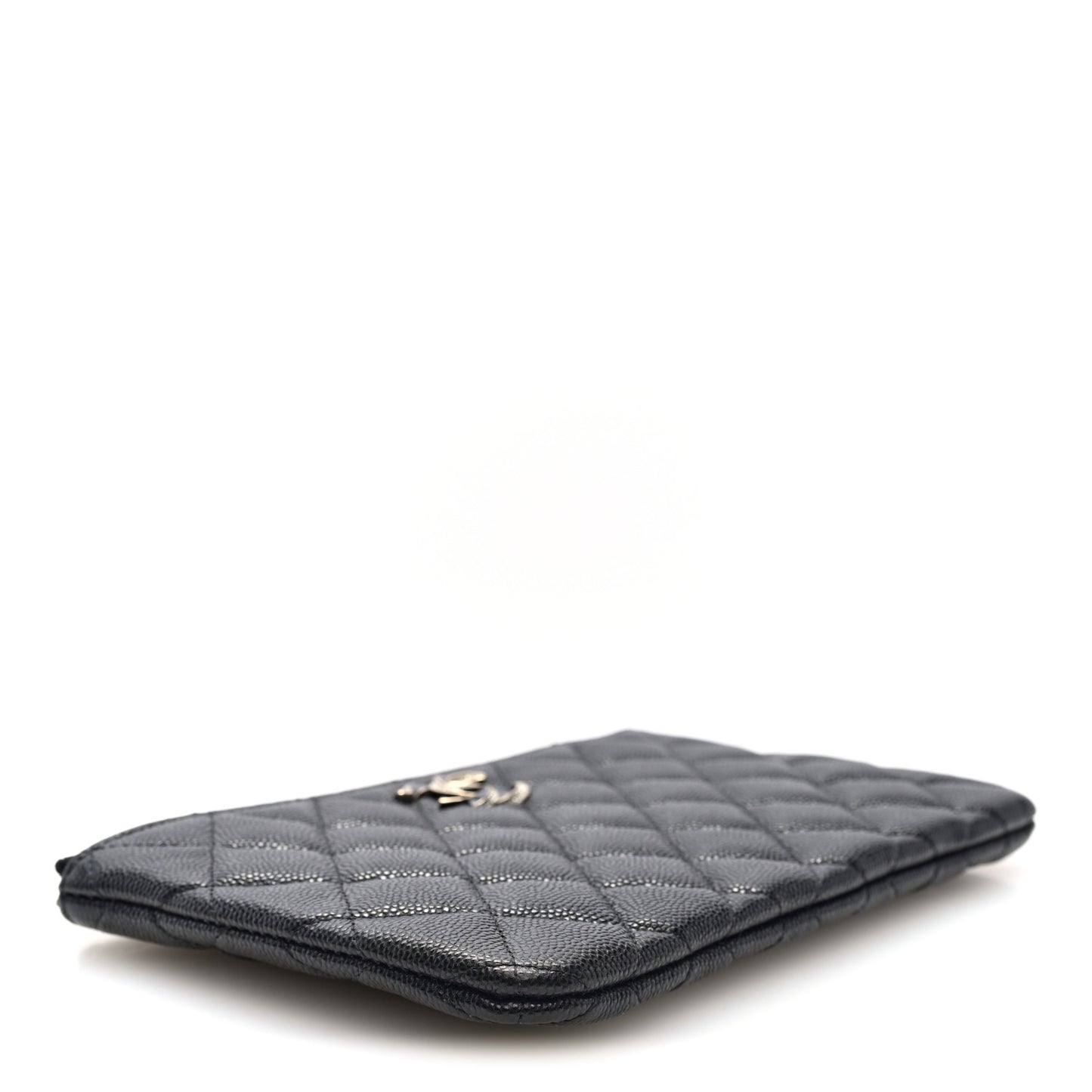 Caviar Quilted Crystal Enamel Cosmetic Case Black