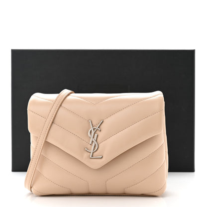 Saint Laurent Calfskin Y Quilted Monogram Toy Loulou Crossbody Bag Nude Powder 13 of 13