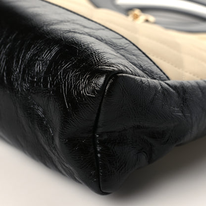 Chanel Aged Calfskin Quilted Large 31 Shopping Bag Beige Black 9 of 9