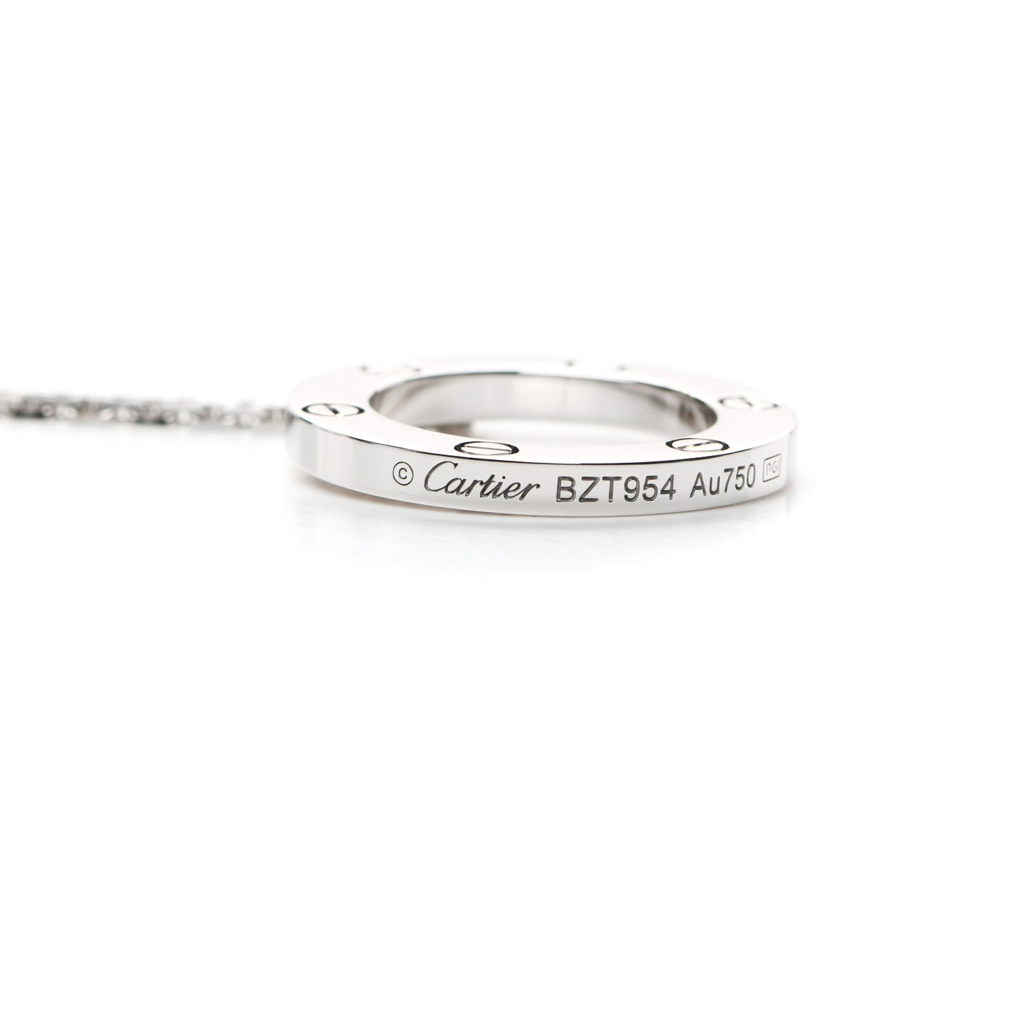 18K White Gold LOVE Pendant Necklace