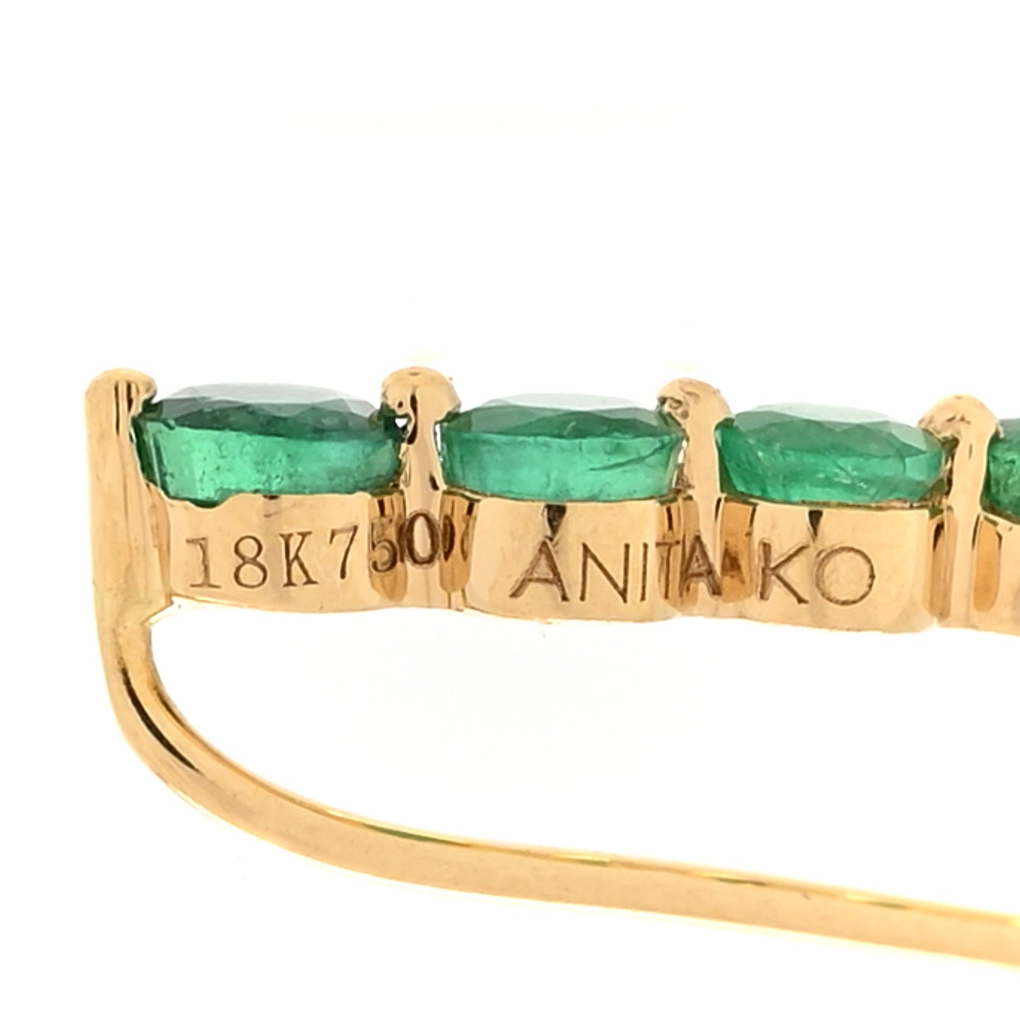 18K Yellow Gold Emerald Single Floating Earring
