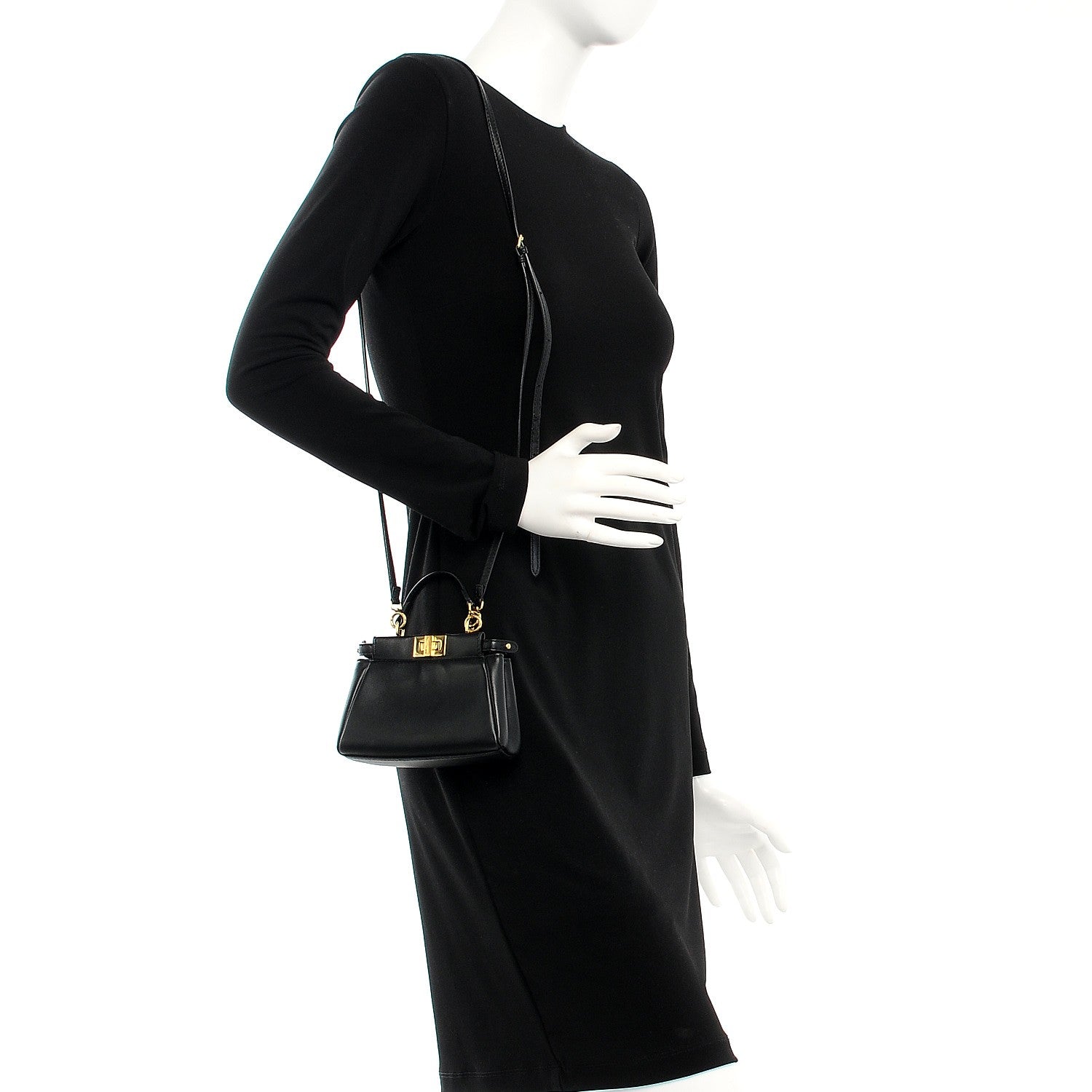 Fendi Nappa Micro Peekaboo Iconic Satchel Black 2 of 8