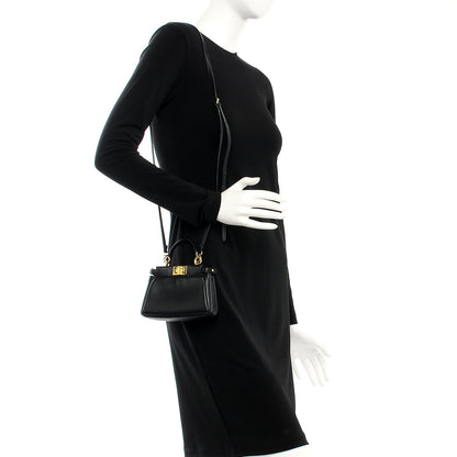 Fendi Nappa Micro Peekaboo Iconic Satchel Black 2 of 8