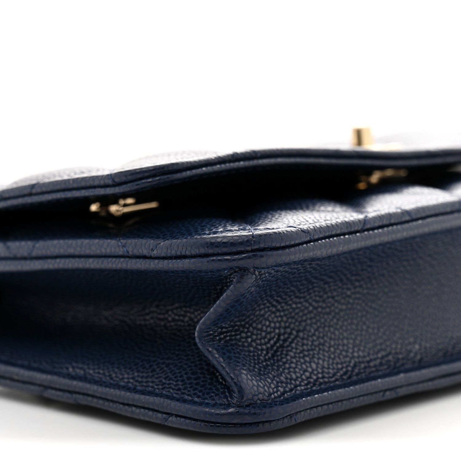 Chanel Caviar Quilted CC Turnlock Wallet On Chain WOC Navy Blue 9 of 11