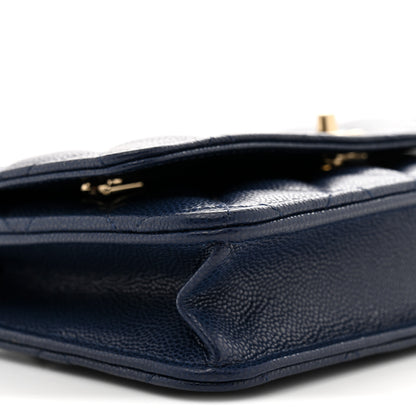 Chanel Caviar Quilted CC Turnlock Wallet On Chain WOC Navy Blue 9 of 11