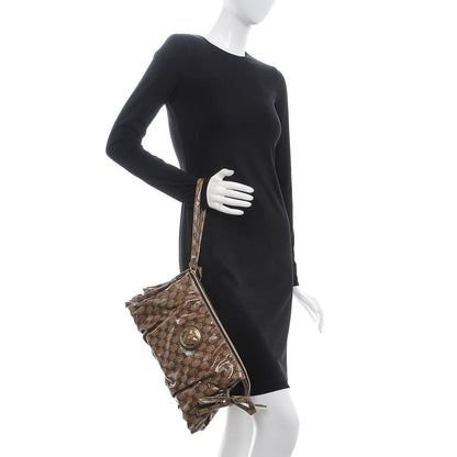 Gucci Crystal Monogram Large Hysteria Clutch Brown 2 of 7