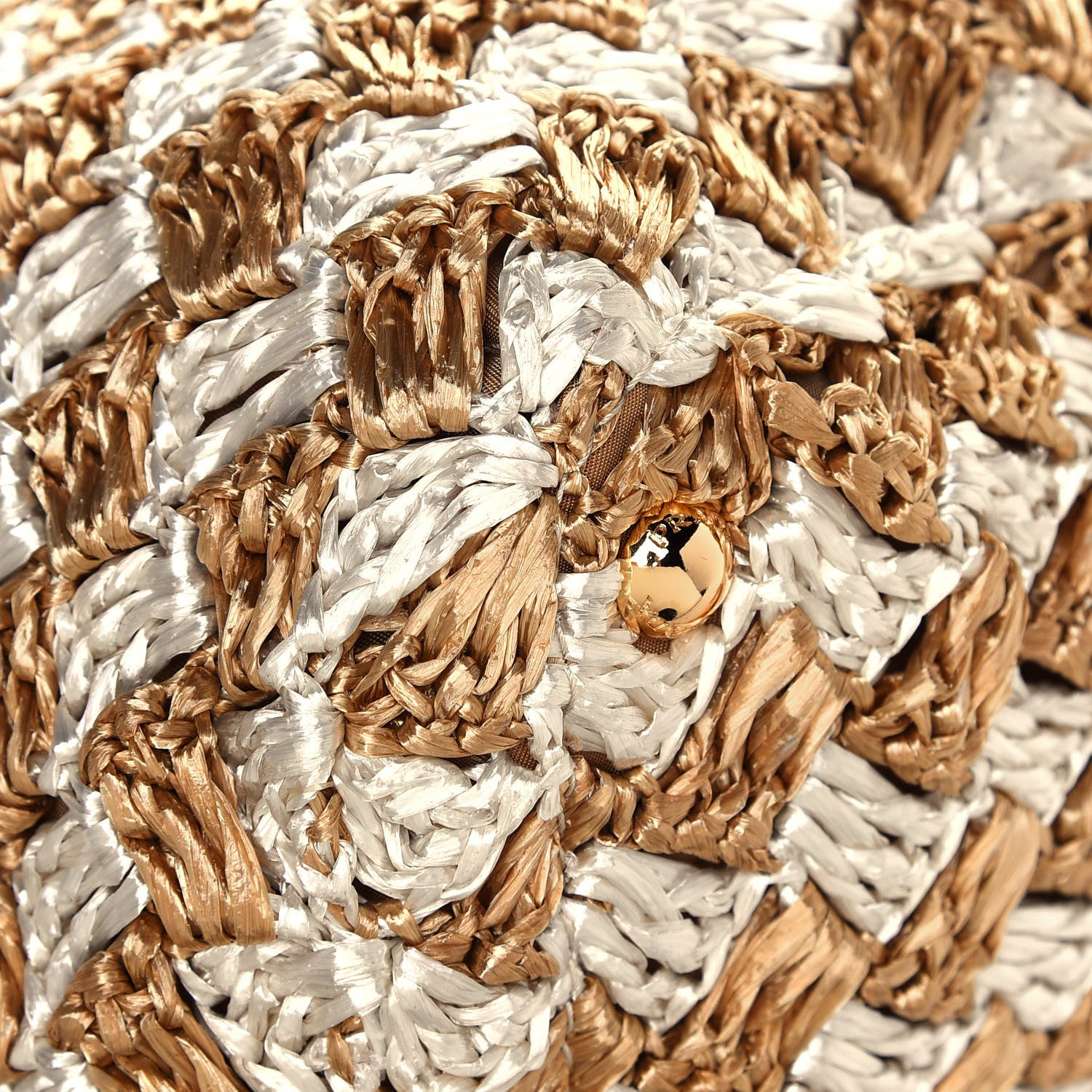 Prada Raffia Crochet Bi-Color Tote Naturale Talco 10 of 12