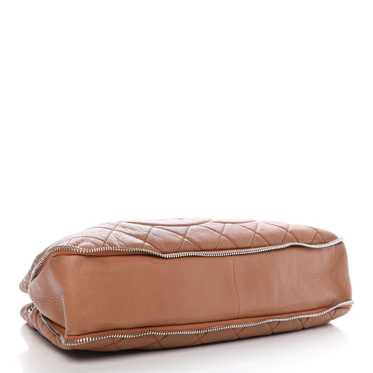 Caviar Quilted Expandable Zip Shoulder Bag Beige