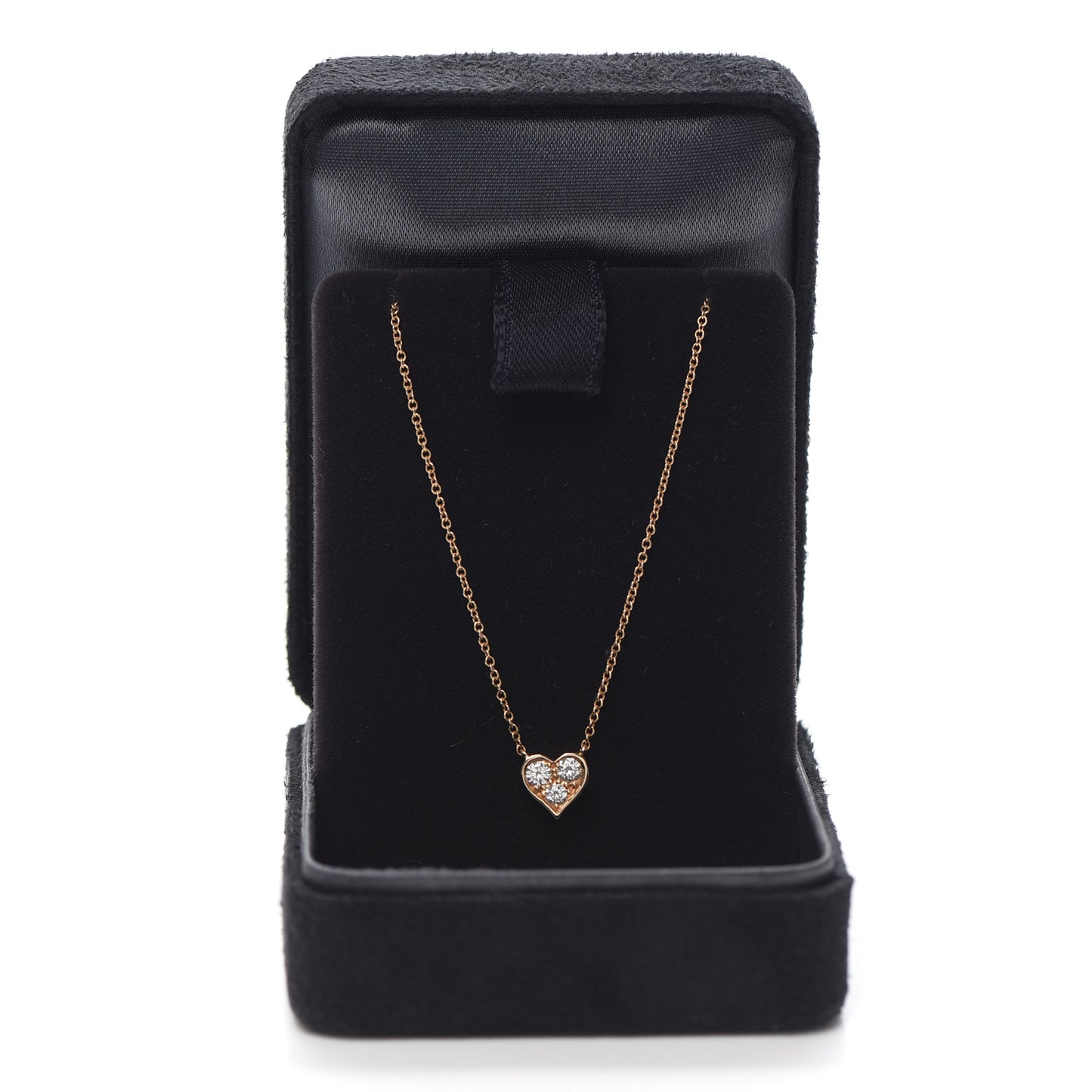 18K Rose Gold Diamond Heart Pendant Necklace