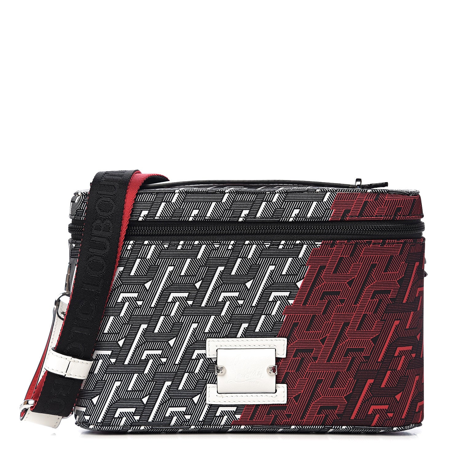 Christian Louboutin Calfskin CL Monogrammed Kypipouch Top Handle Messenger Bag Snow Black Multicolor 1 of 10