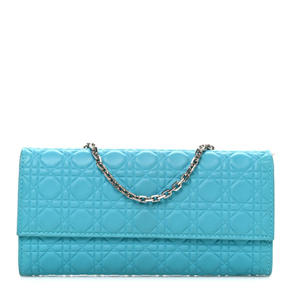 Christian Dior Ultra Matte Cannage Lady Dior Rendezvous Wallet On Chain Turquoise 1 of 10