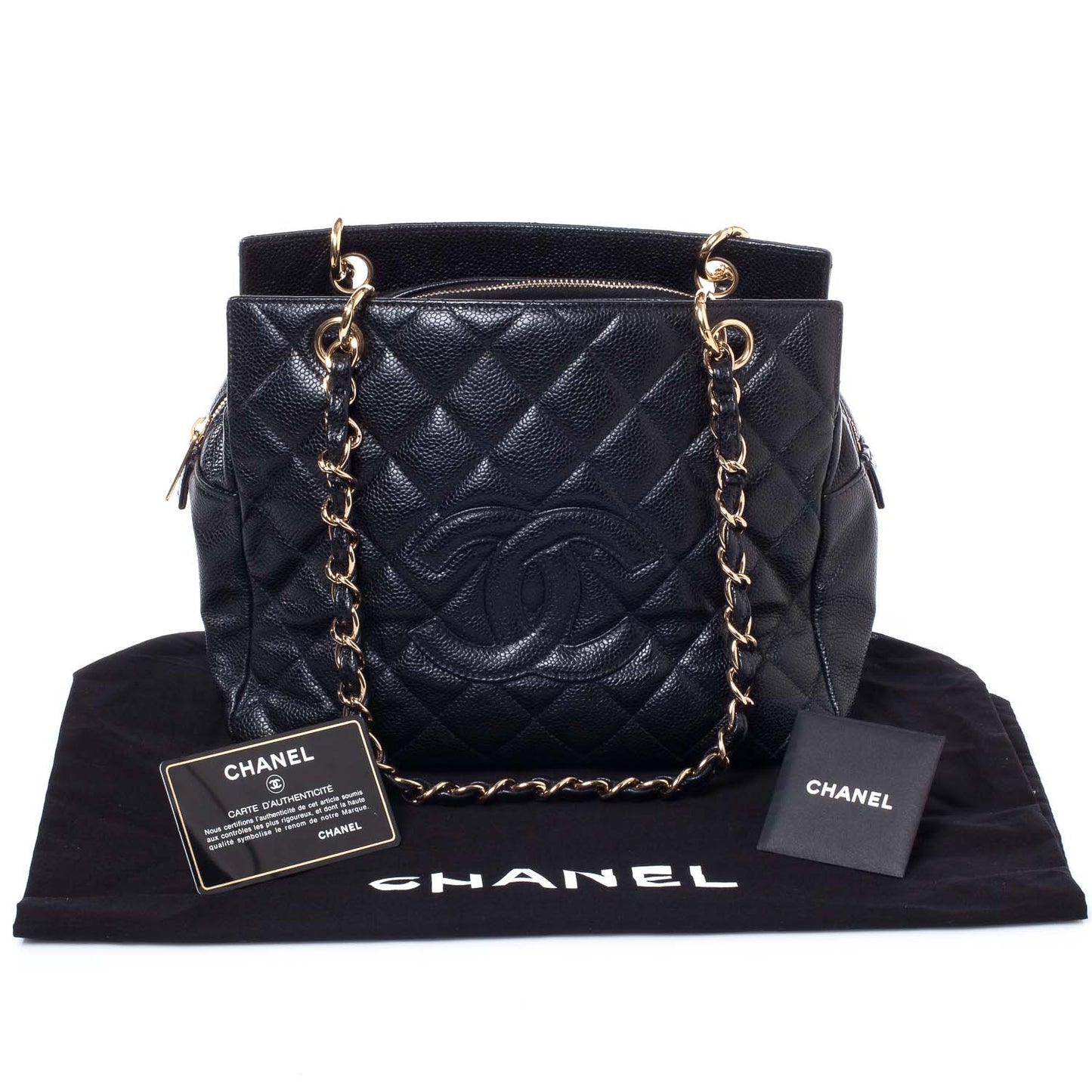 Caviar Quilted Petit Timeless Tote PTT Black