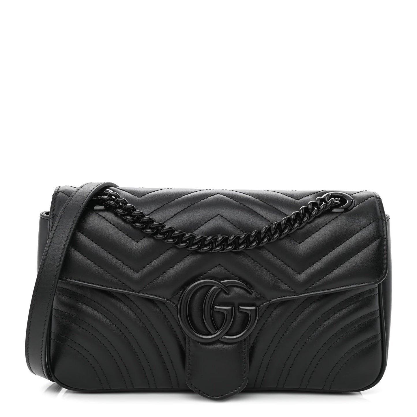 Calfskin Matelasse Monochrome Small GG Marmont Shoulder Bag Black
