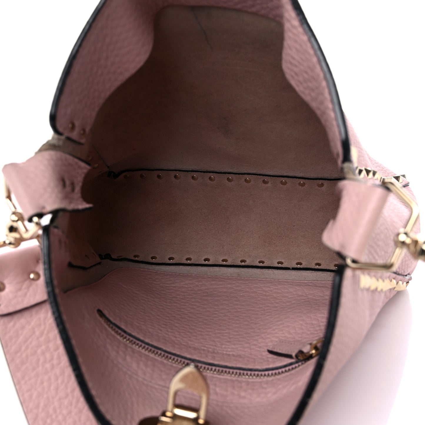 Pebbled Calfskin Small Rockstud Flip-Lock Messenger Bag Water Rose
