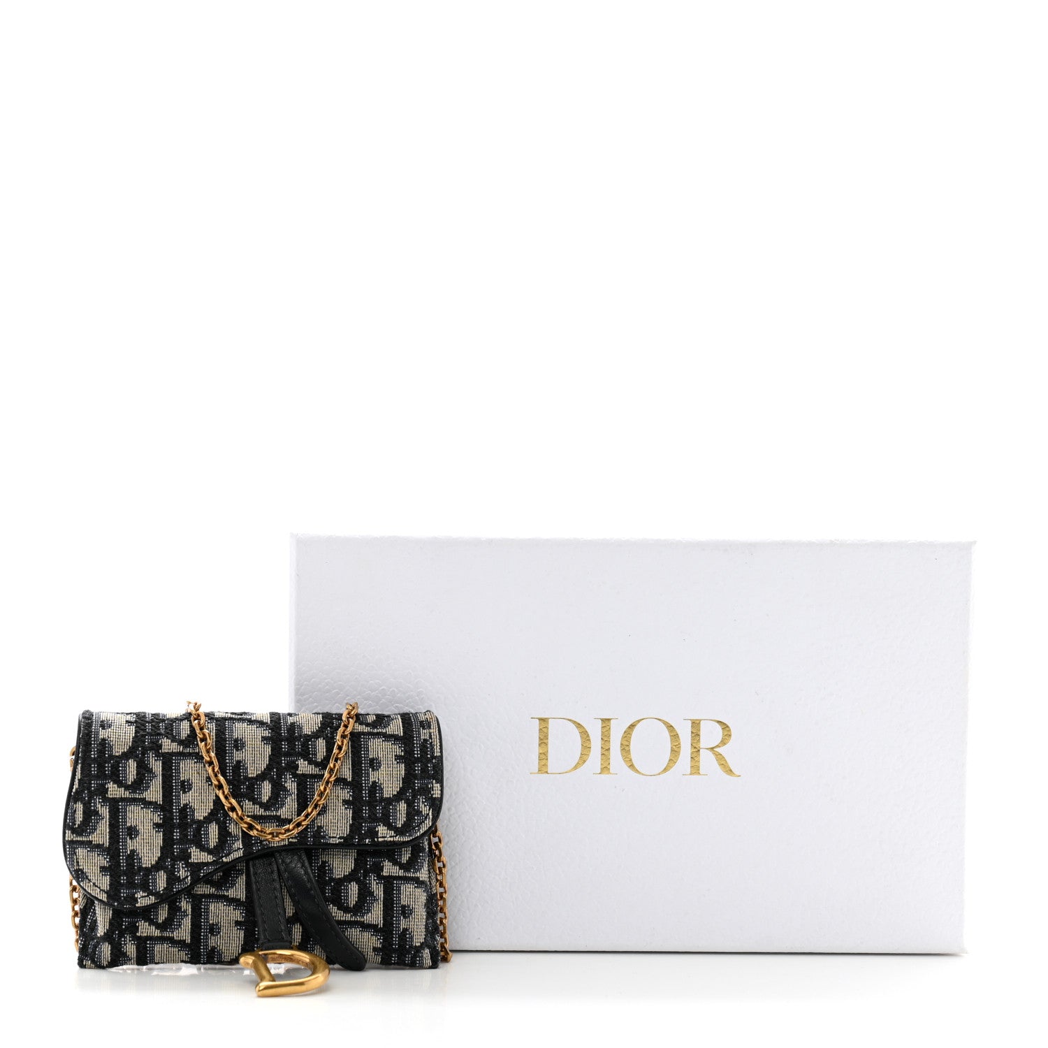 Christian Dior Oblique Nano Saddle Chain Pouch Blue 12 of 12