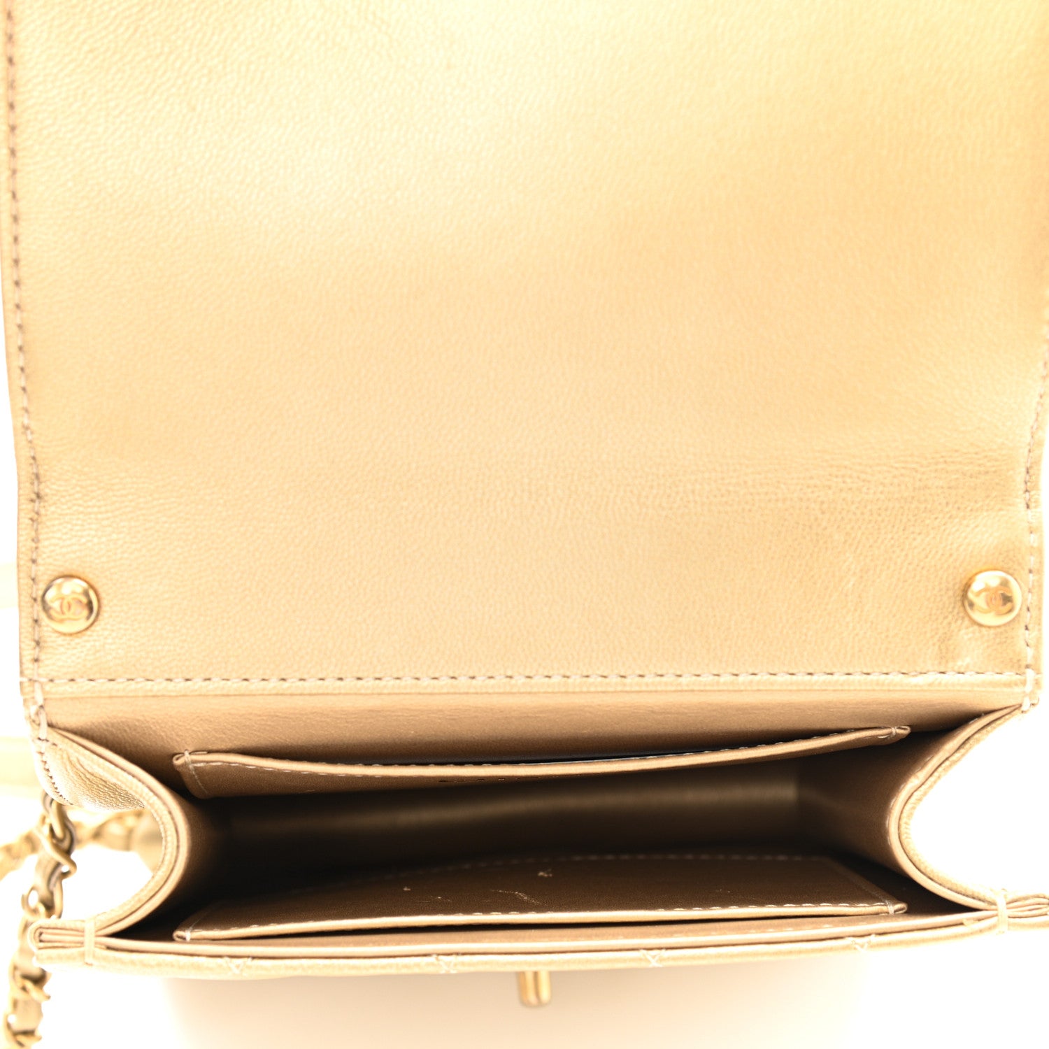 Chanel Metallic Goatskin Quilted Chic Pearls Flap Gold 7 of 19