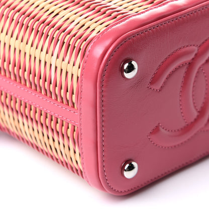 Chanel Calfskin Raffia Small Take Away Vanity Case Bag Pink Beige 7 of 9