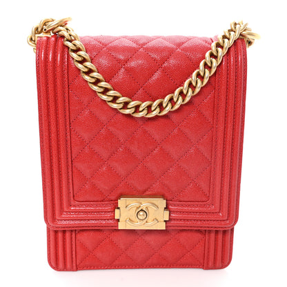 Chanel Caviar Quilted North South Boy Flap Red 1 of 10