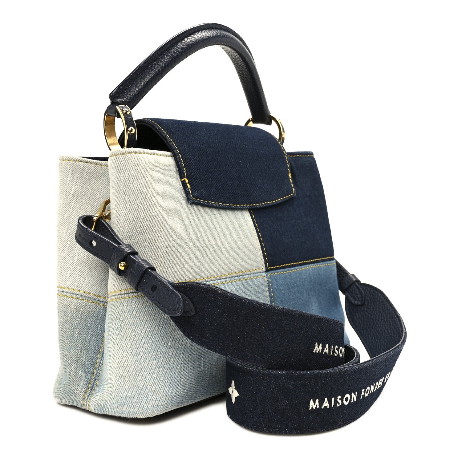 Louis Vuitton Taurillon Denim Capucines BB Navy Blue 3 of 10